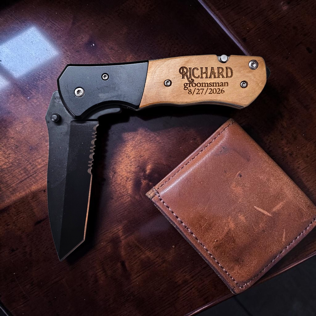 Personalized Pocket Knife – The Beast | Custom Engraved Groomsmen Gift