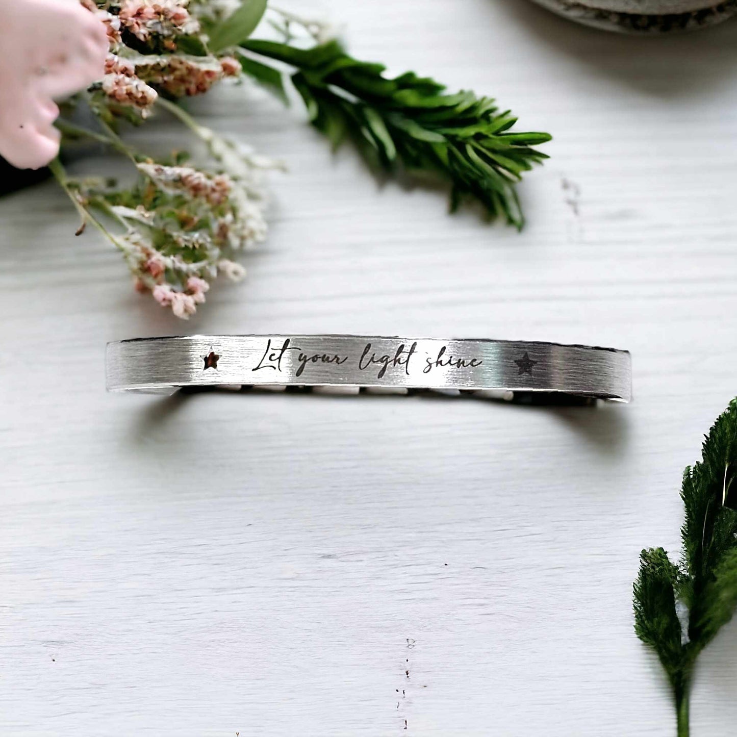 Stainless Bangle Bracelet with Heart Cutouts