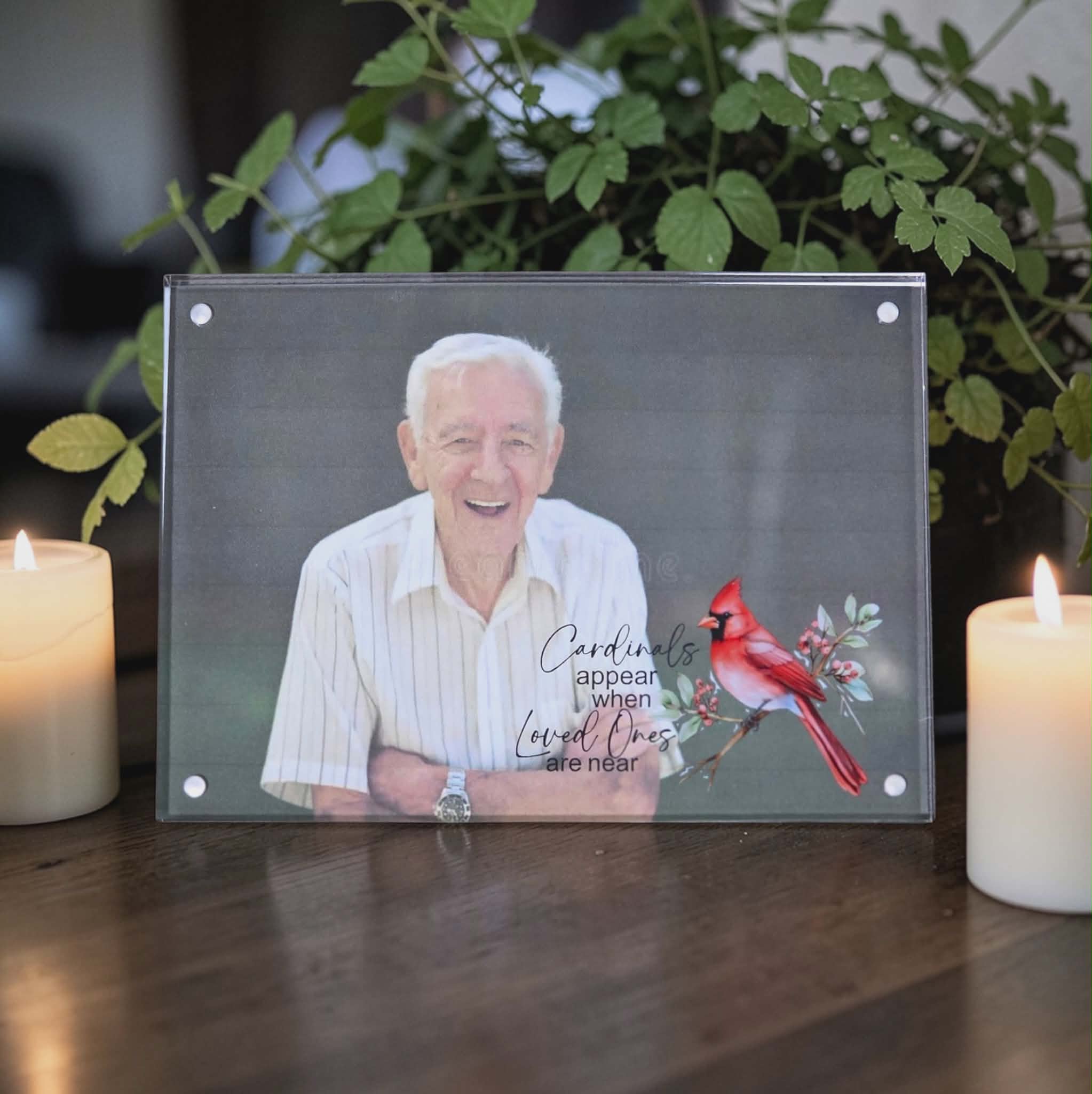 Acrylic 5x7 Photo Frame with Loved Ones cardinal design