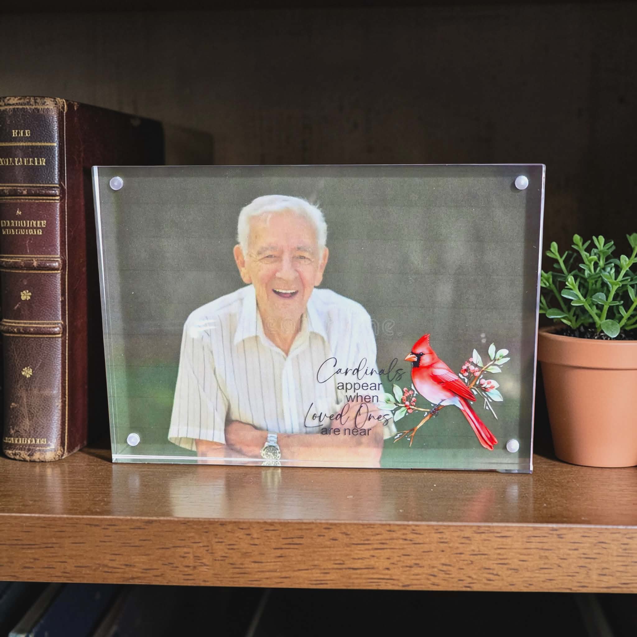 Acrylic 5x7 Photo Frame with Loved Ones are Near cardinal design