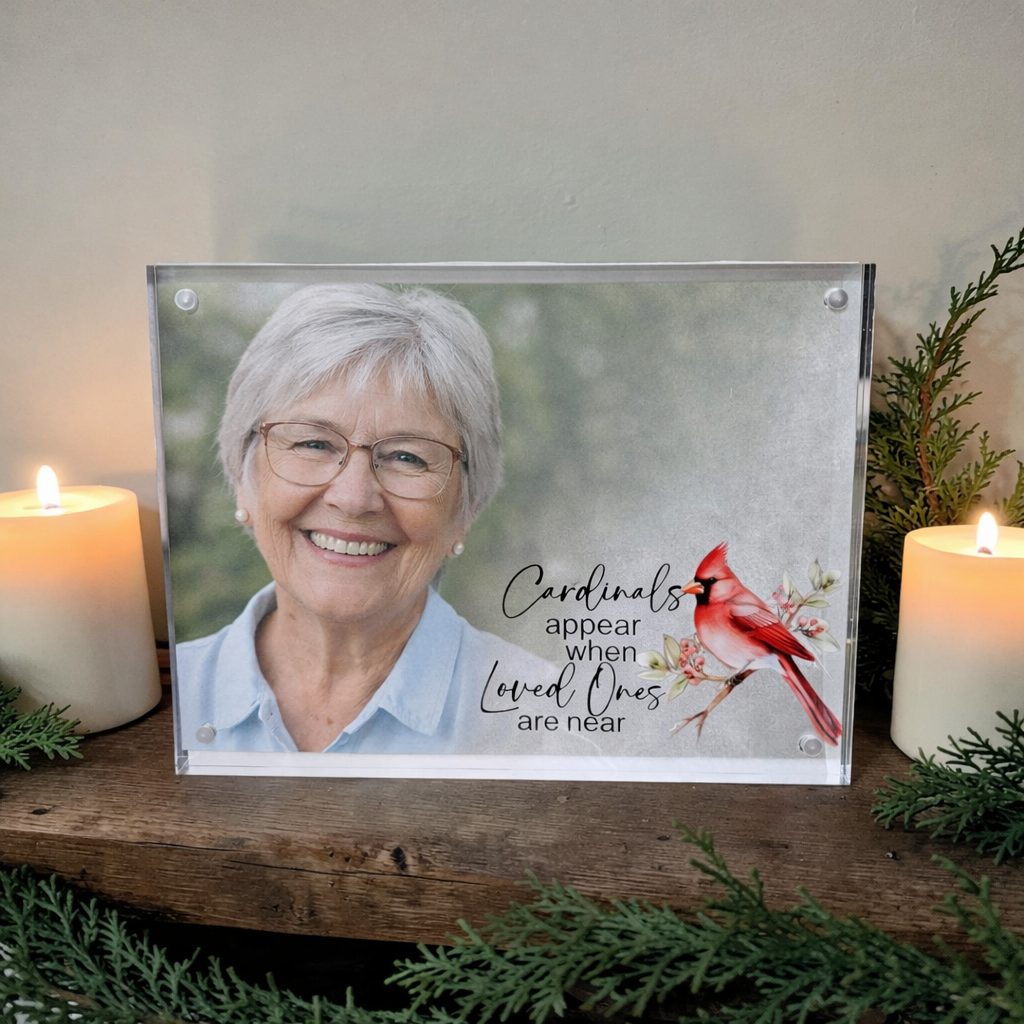 Acrylic 5x7 Photo Frame with Loved Ones are near cardinal design