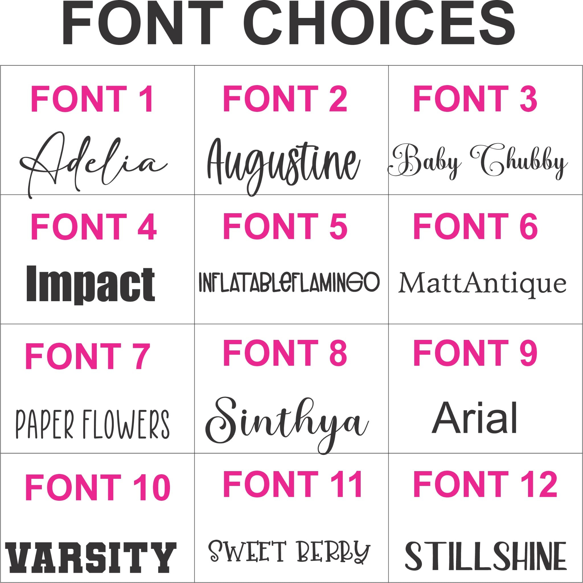 Tumbler Font Choices