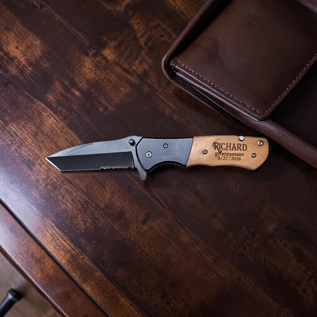 Personalized Pocket Knife – The Beast | Custom Engraved Groomsmen Gift