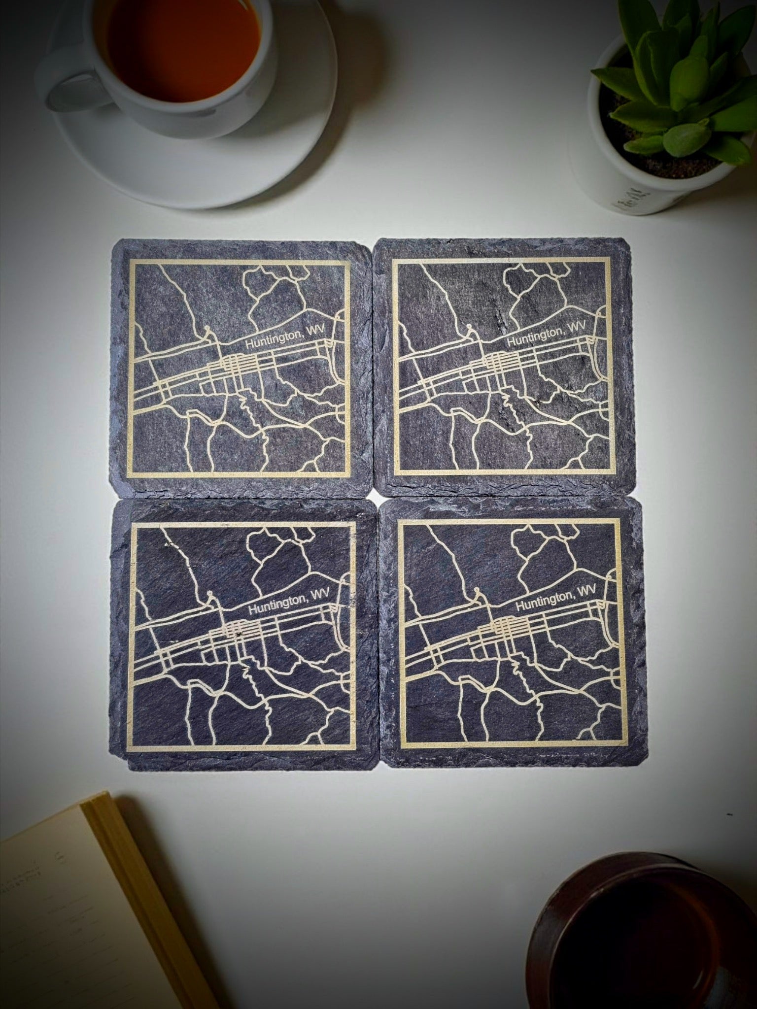 Downtown Huntington Slate Coasters