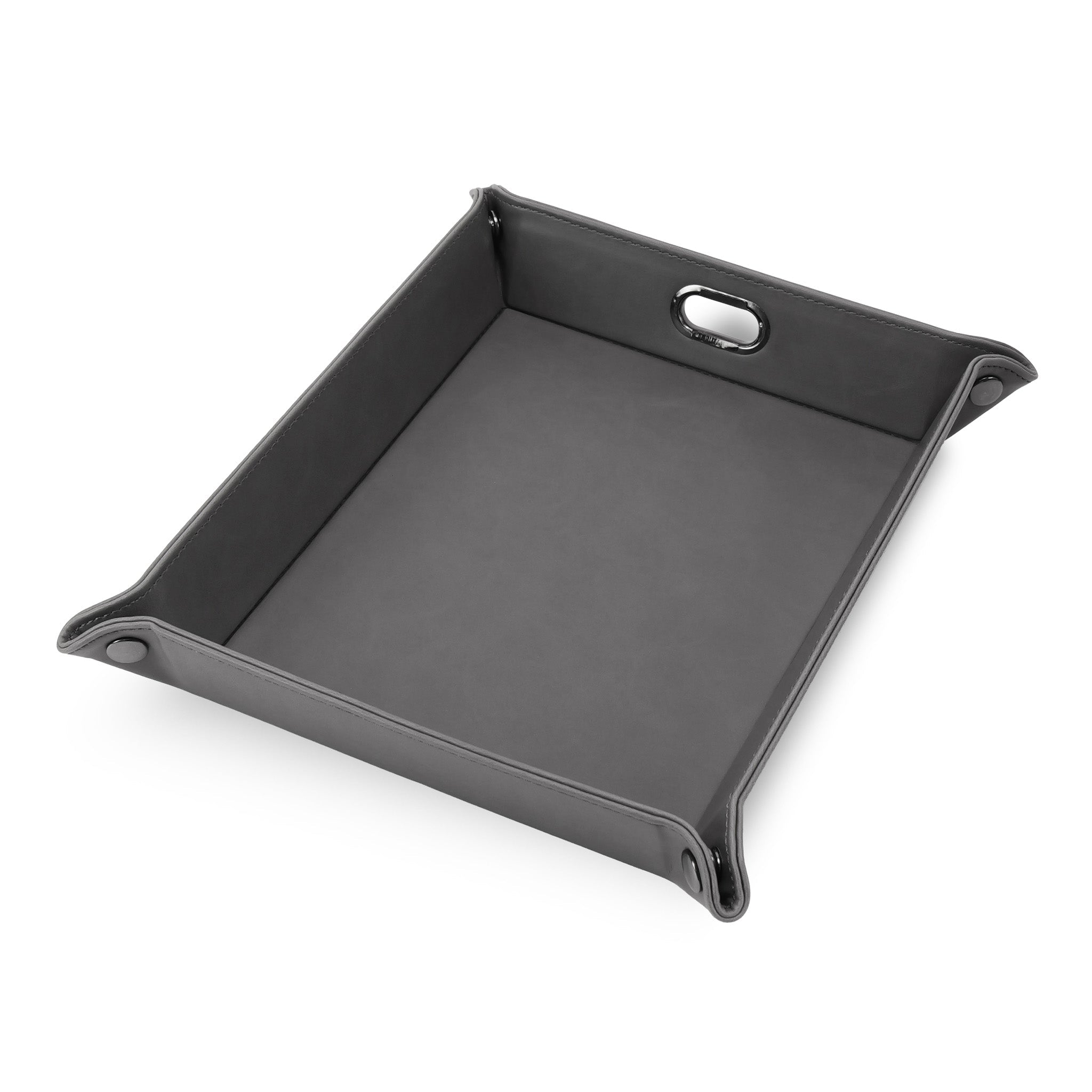 Gray Laserette tray with handles on a white background