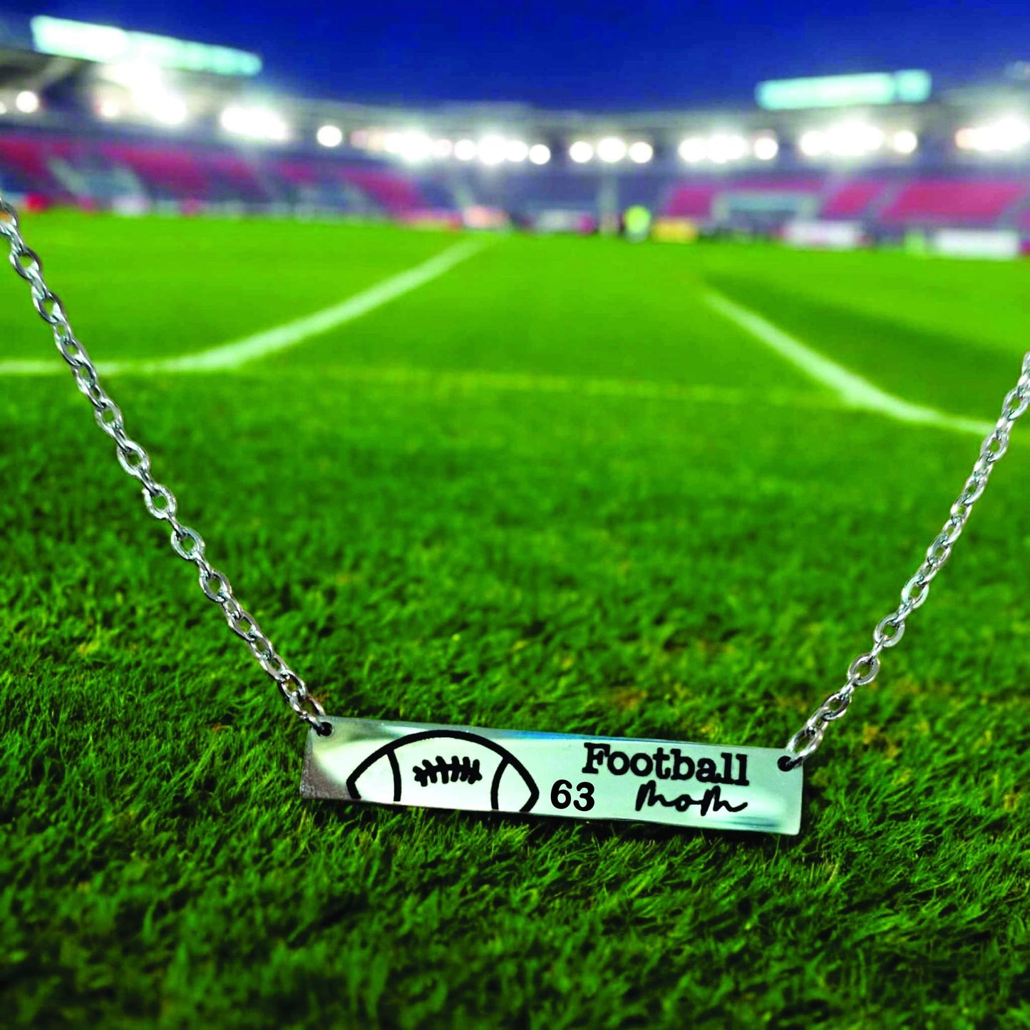 Football Mom Horizontal Bar Necklace