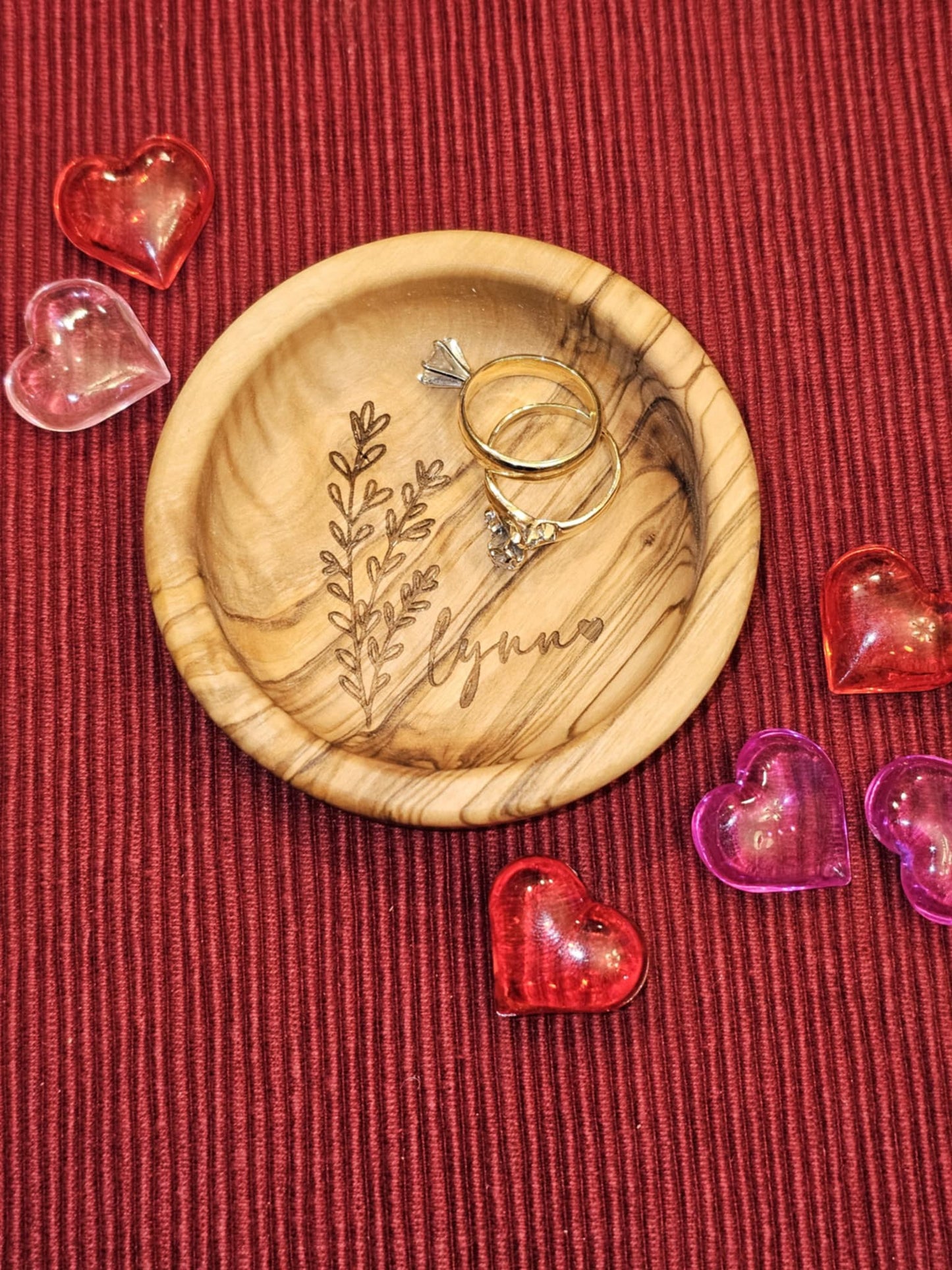 Personalized Olive Wood Ring Holder