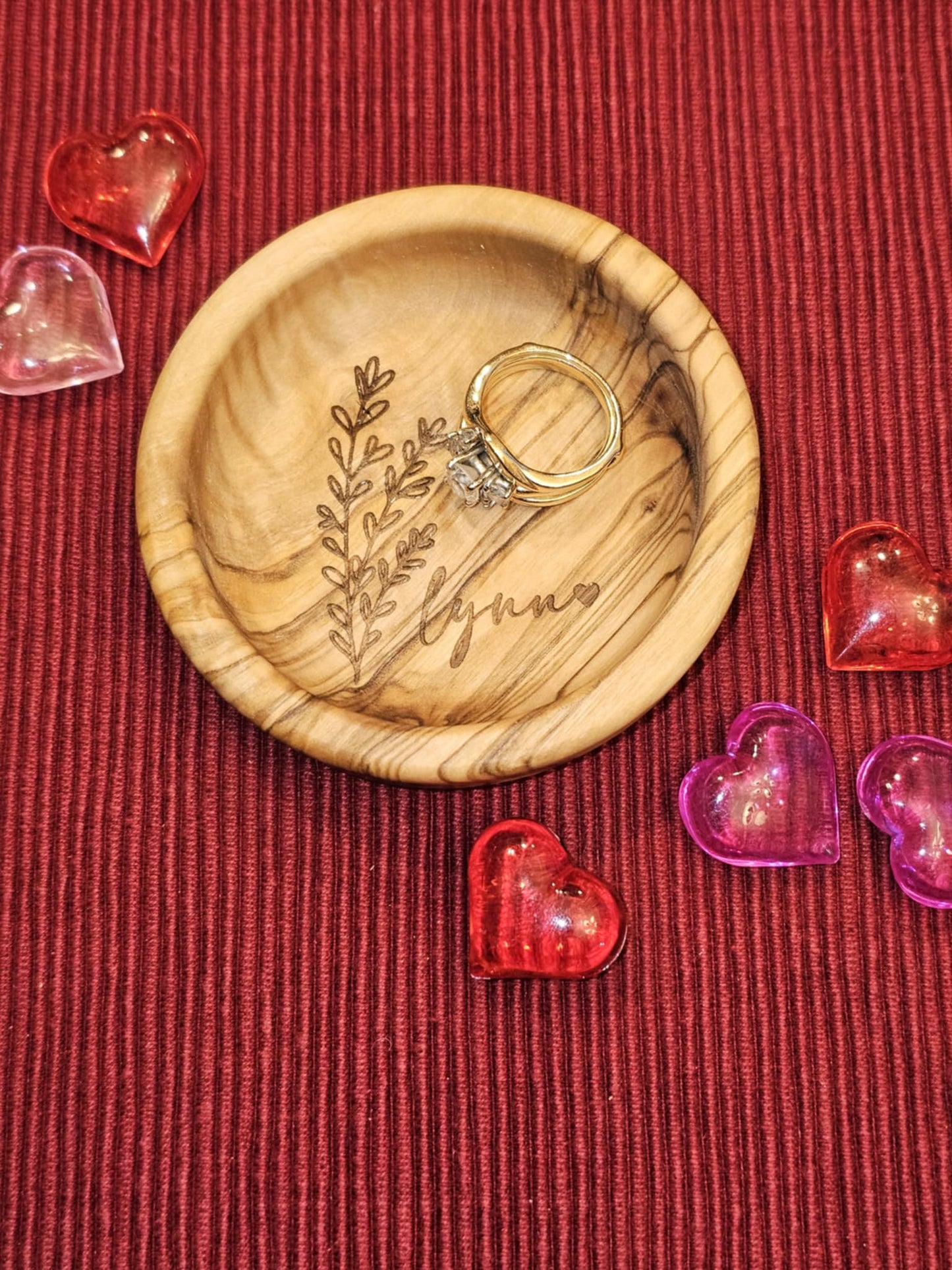 Personalized Olive Wood Ring Holder