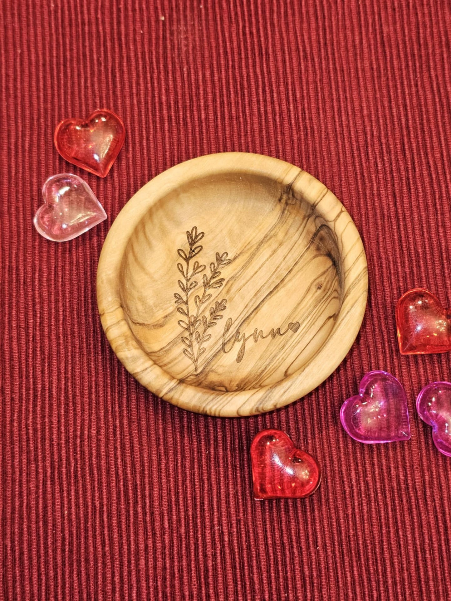 Personalized Olive Wood Ring Holder