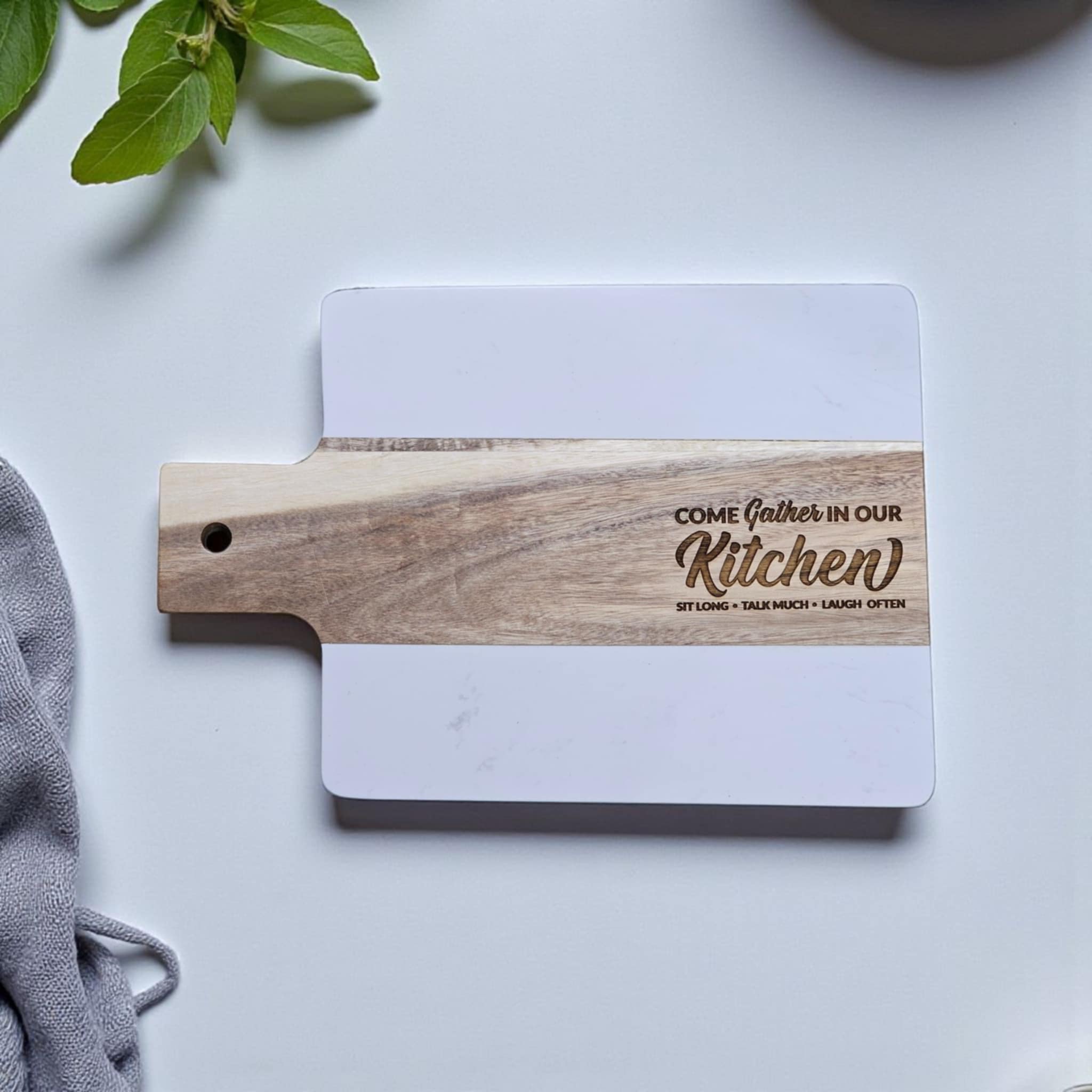 “Gather in the Kitchen” Marble & Wood Cheese Board