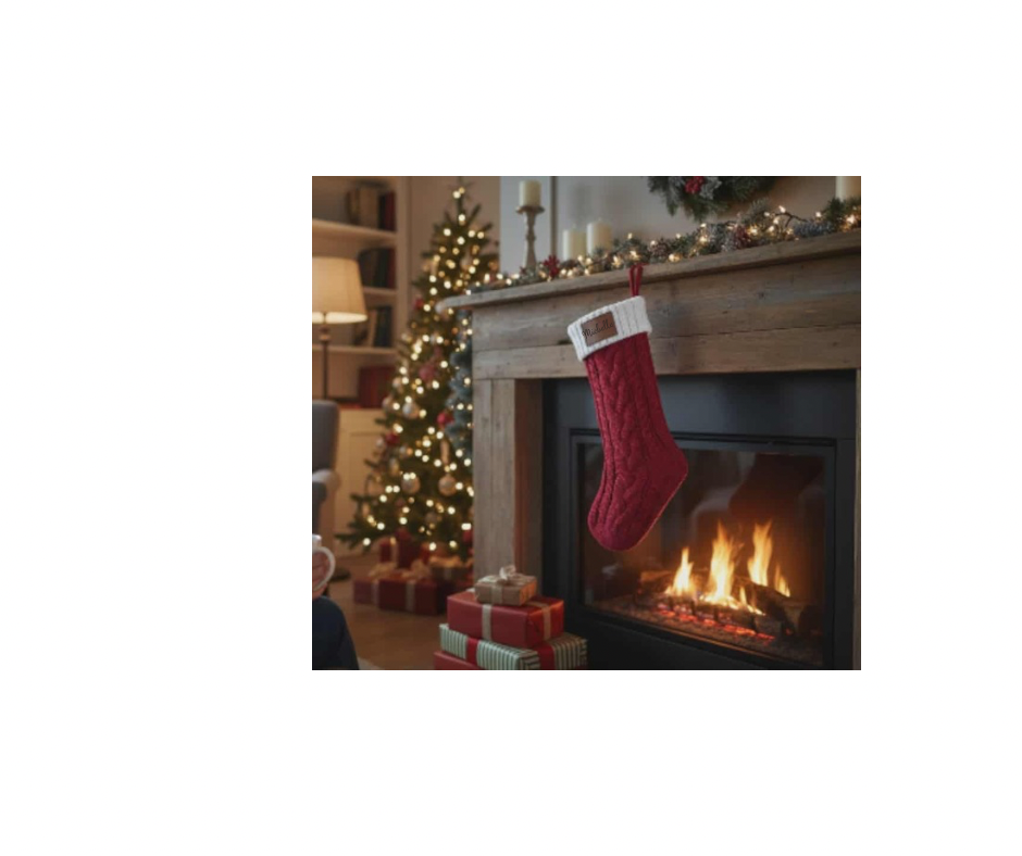 Personalized Stocking with Leatherette Name Patch