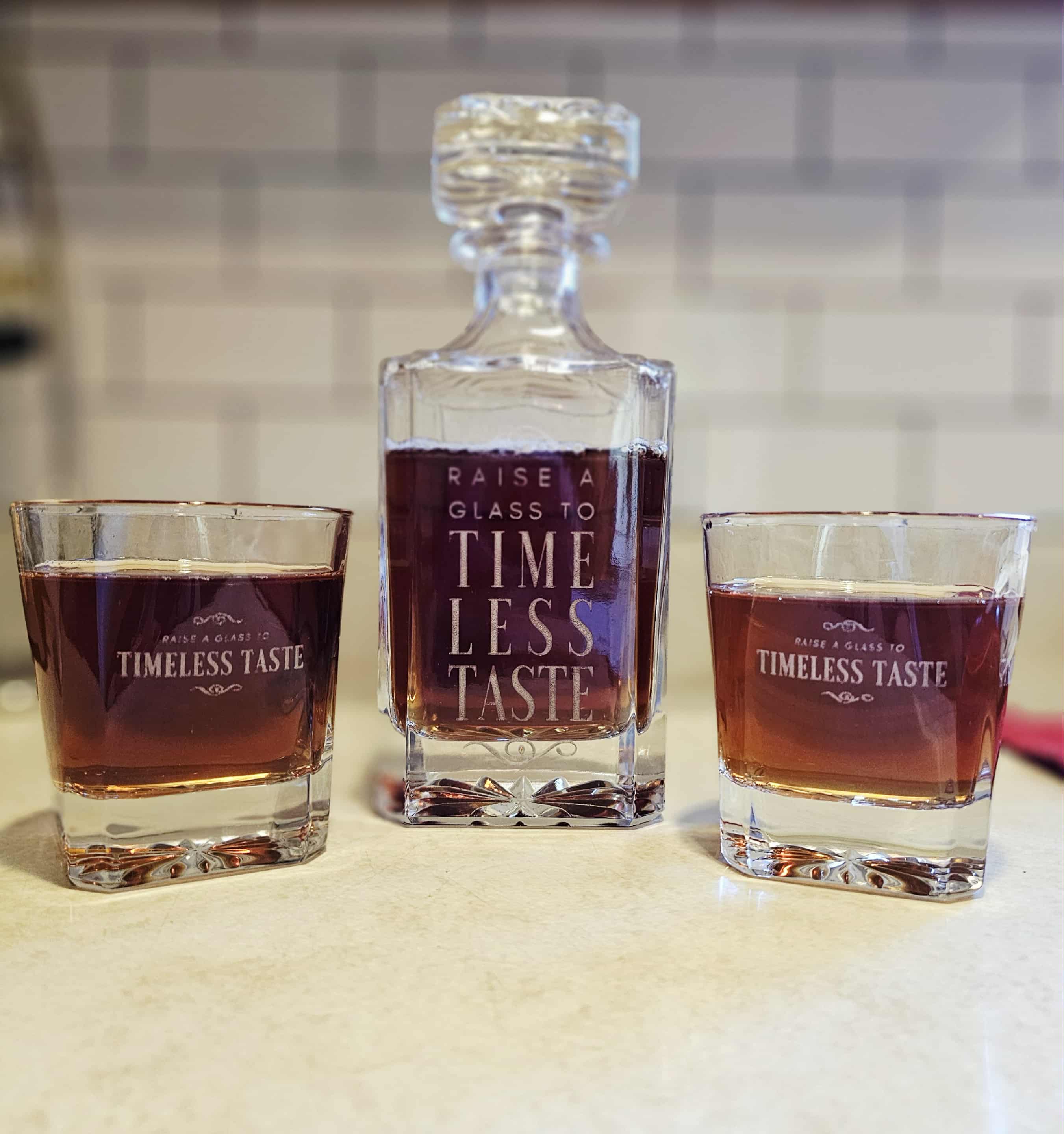 Raise A Glass Design on a 2 Glass Decanter Gift Set