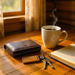 Zip Code Wood & Leather Keychain